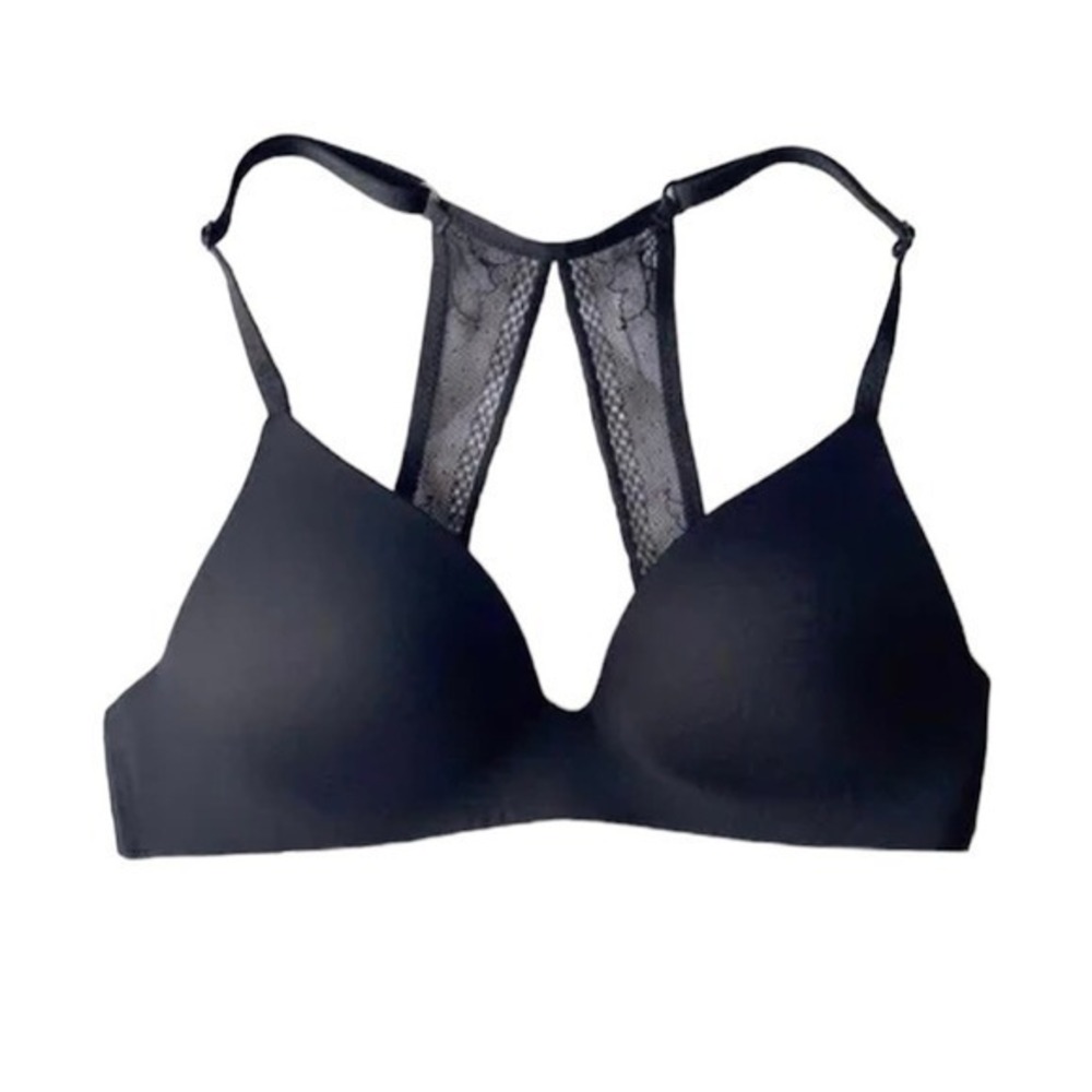 Victoria's Secret Womens Bra Black No Wire Lace Back Racerback size 34D